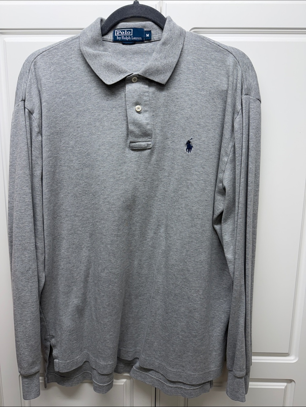 Polo by Ralph Lauren Long-Sleeve Polo - Light Gray with Navy Logo